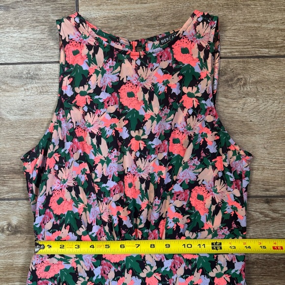 J Crew Mercantile Ruched Waist Dress Size 4 Neon Floral Flounce - Picture 14 of 16